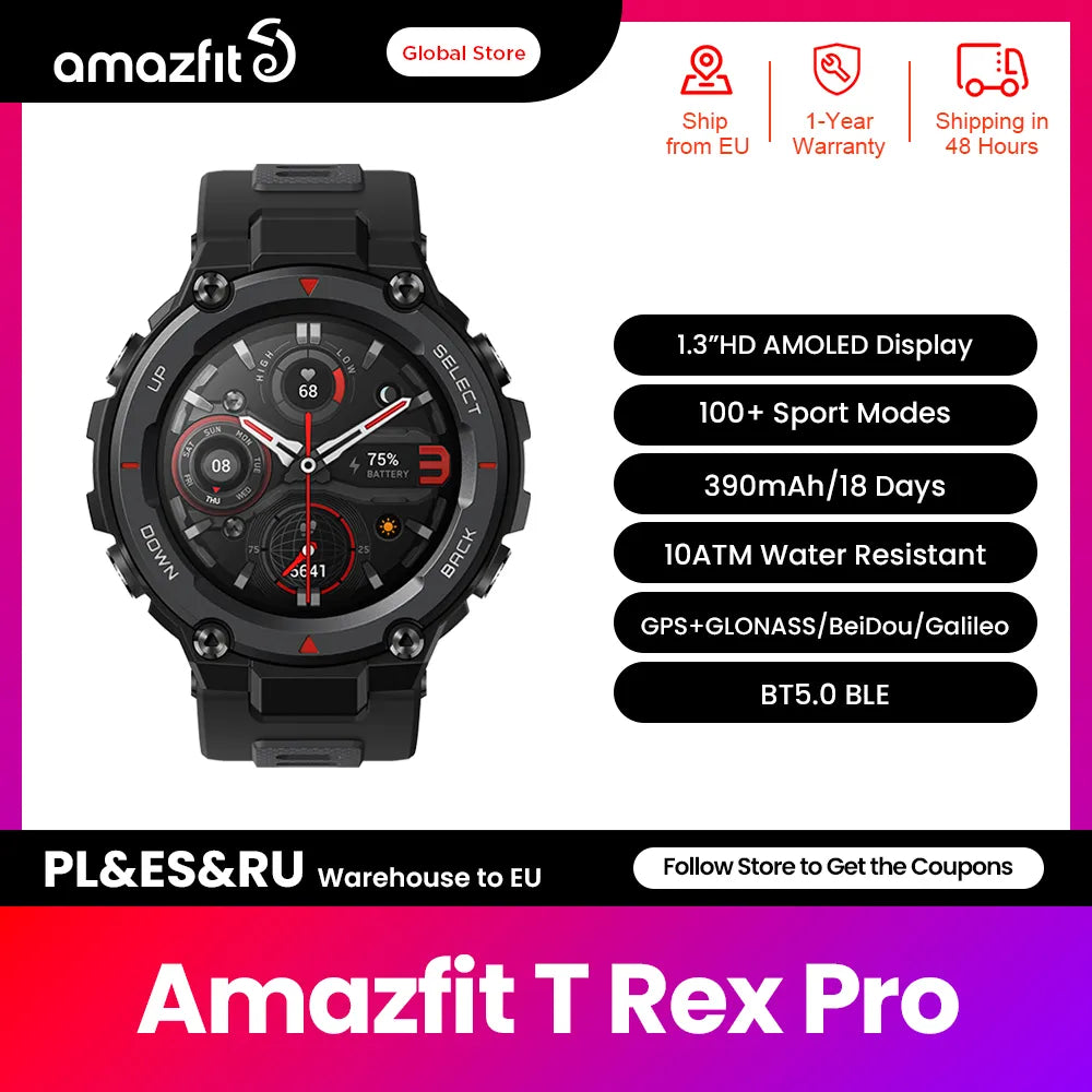 Amazfit T-Rex Pro GPS Waterproof Smartwatch